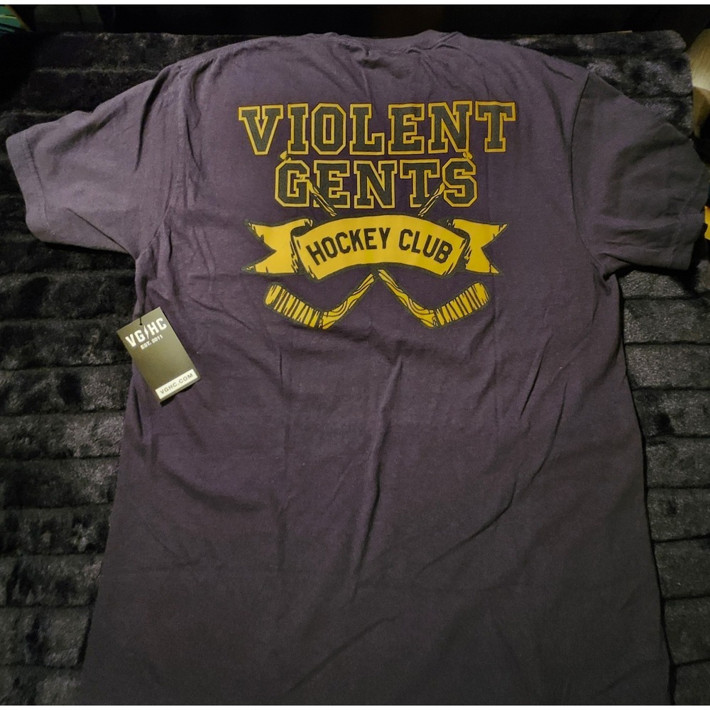Violent Gentlemen Hockey Club T-Shirt Mens L Black/Yellow Graphic Short Sleeve